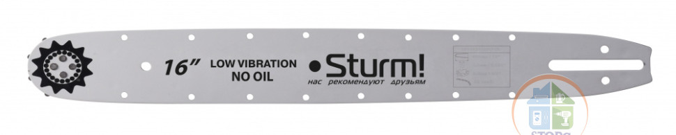 Пильная шина 16" Sturm! паз 1,3мм, 3/8", 59зв, хвостовик PO БЕЗМАСЛЯНАЯ, SB1650380PO-OL