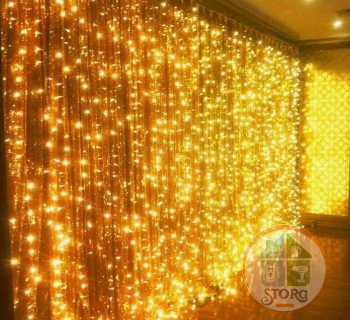 Гирлянда светодиодная S-TORG ЗАНАВЕС/БАХРОМА 320Led 3*2 (Жёлтая)