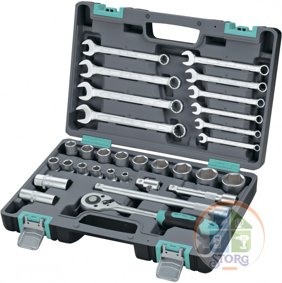 Набор инструментов, 1/2", CrV, пластиковый кейс 31 предм.// Stels