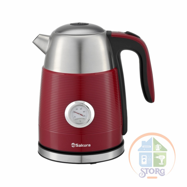 Чайник электрический SAKURA SA-2178R Premium (Красный, 1.7 л, 2200 Вт, нержавеющая сталь SUS304)