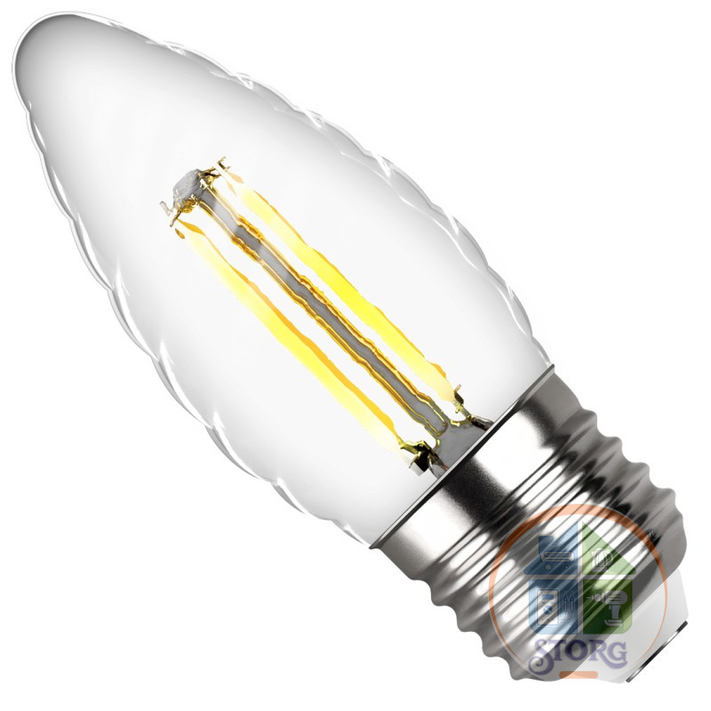 Филаментная лампа Cвеча витая TC37 E27 5W, 2700K, DECO Premium теплый свет