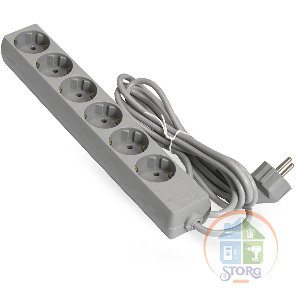 Удлинитель ExeGate ECE-6-3G (EX285832RUS), серый, 3 м, евровилка с заземлением, 6 евророзеток с заземлением, 2200 Вт Удлинитель ExeGate ECE-6-3G (EX285832RUS), серый, 3 м, евровилка с заземлением, 6 евророзеток с заземлением, 2200 Вт