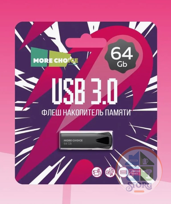USB Флеш накопитель 64GB 3.0 More Choice MF64m металл (Black)