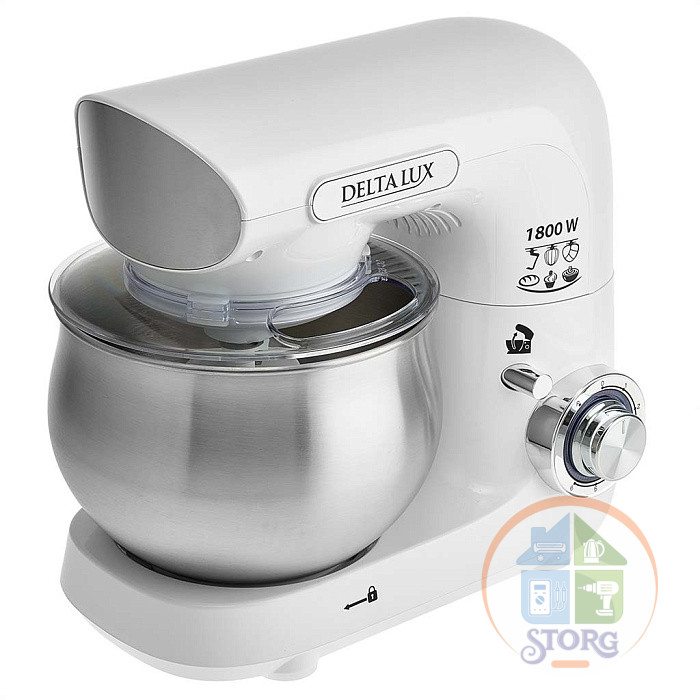 Миксер планетарный DELTA LUX DE-7902P, белый, 1800 Вт, чаша из нерж.стали- 5л (2)