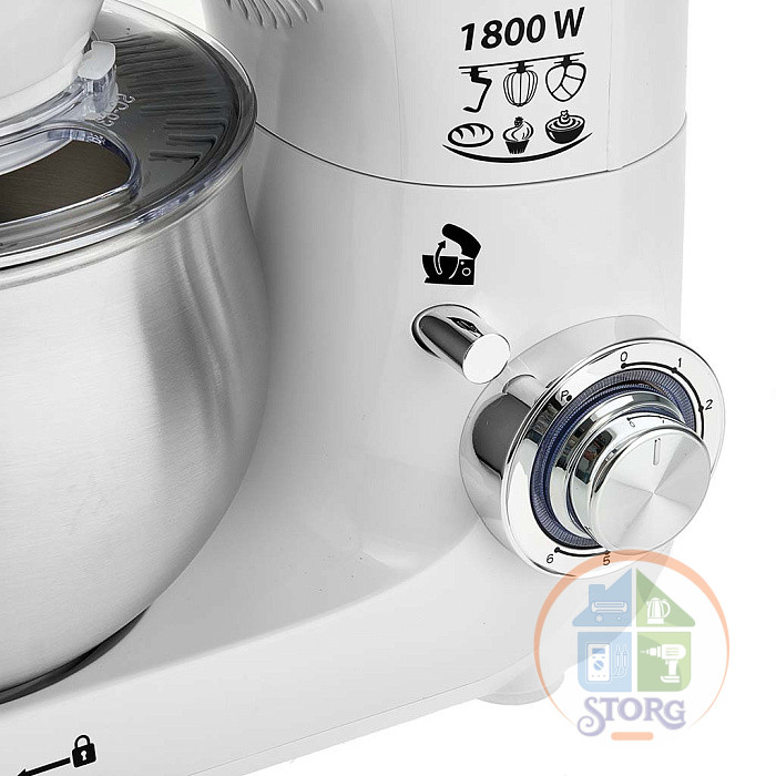 Миксер планетарный DELTA LUX DE-7902P, белый, 1800 Вт, чаша из нерж.стали- 5л (2)