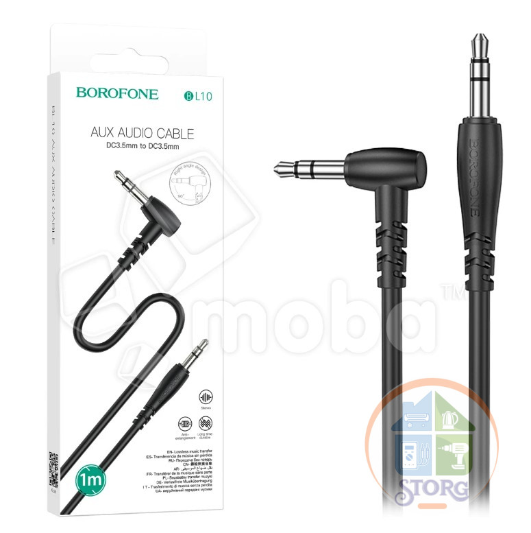 Аудиокабель AUX 3.5mm 1.0м Borofone BL10 (Black)