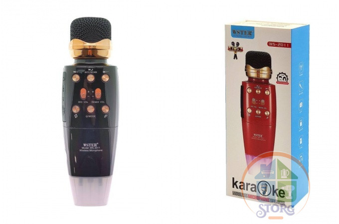 Микрофон беспроводной WSTER WS-2011, черный, Bluetooth, динамики 5Вт, USB