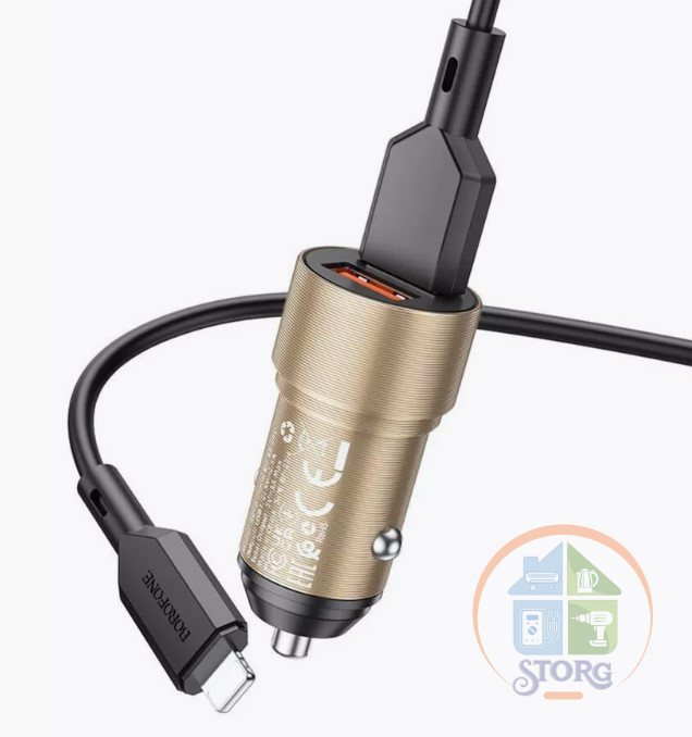 АЗУ BOROFONE BZ19 + кабель Lightning (gold)