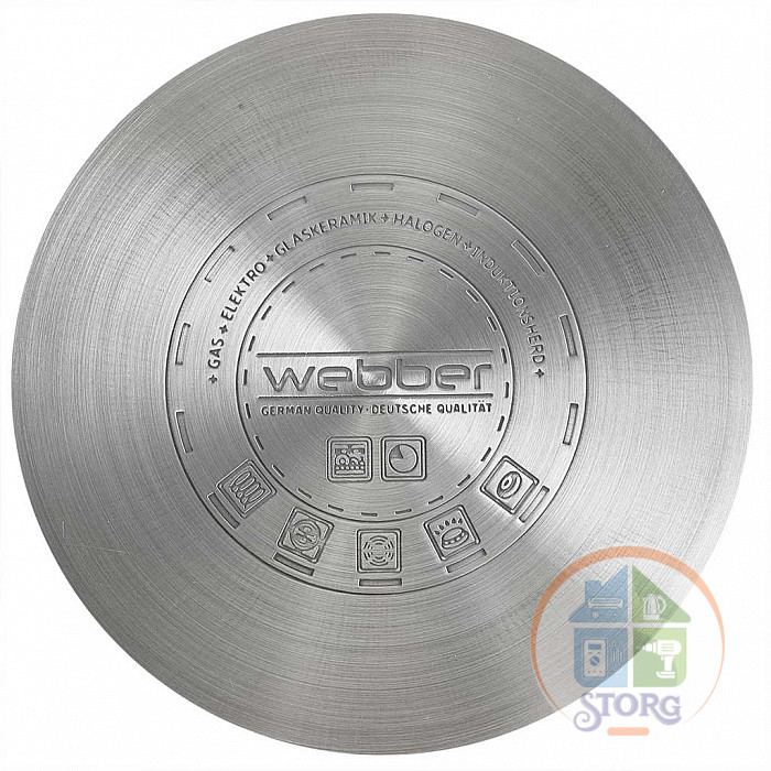 Кастрюля из нерж стали со стеклянной крышкой WEBBER BE-113/2, d=22, 5.2 л Кастрюля из нерж стали со стеклянной крышкой WEBBER BE-113/2, d=22, 5.2 л