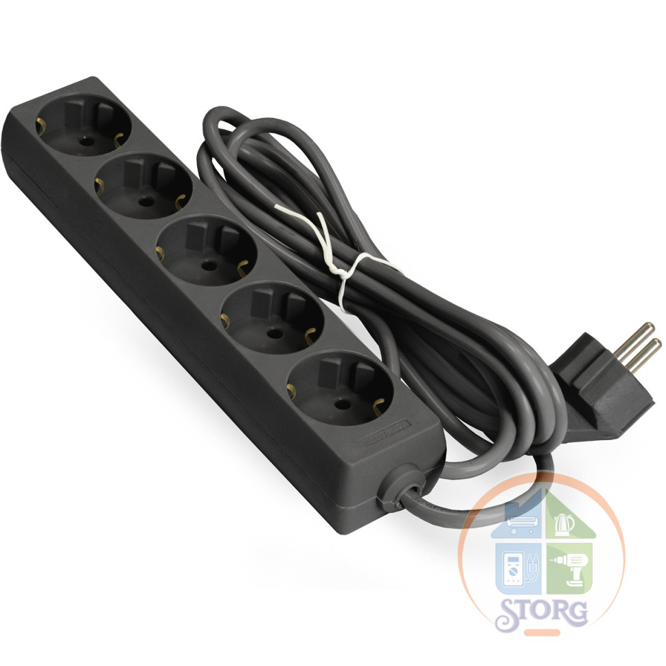 Удлинитель ExeGate ECE-5-5B (EX285825RUS), черный, 5 м, евровилка с заземлением, 5 евророзеток с заземлением, 2200 Вт Удлинитель ExeGate ECE-5-5B (EX285825RUS), черный, 5 м, евровилка с заземлением, 5 евророзеток с заземлением, 2200 Вт