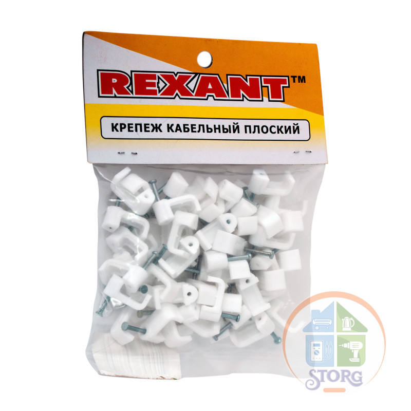 Крепеж кабеля плоский 12 х 6 мм, белый (упак. 50 шт)  REXANT
