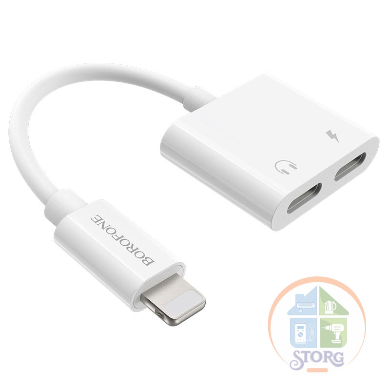 Адаптер BOROFONE BV11 Dual Lightning digital audio converter (White)