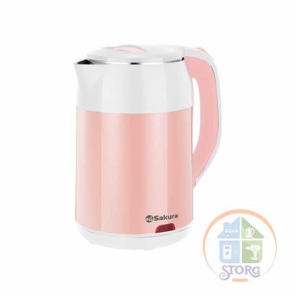 Чайник электрический SAKURA SA-2168WP (Белый/Розовый; Объем 1.8л; Мощность 1800Вт;Пластиковый)