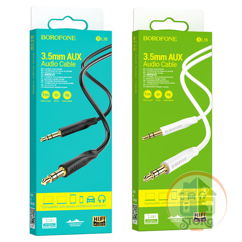Аудиокабель AUX 3.5mm 1.0м Borofone BL16 (Black)