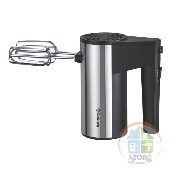 Миксер ручной SAKURA SA-6323SBK Premium, черный/серебр, 400Вт, 5 скоростей, Турбо