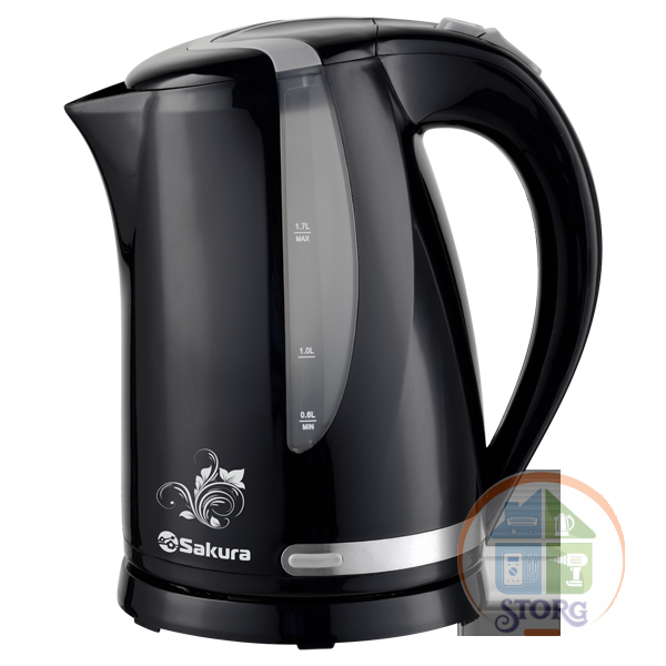 Чайник электрический SAKURA SA-2318BKG (Черный; Объем 1.7л; Мощность 2200Вт; Пластиковый; Подсветка)