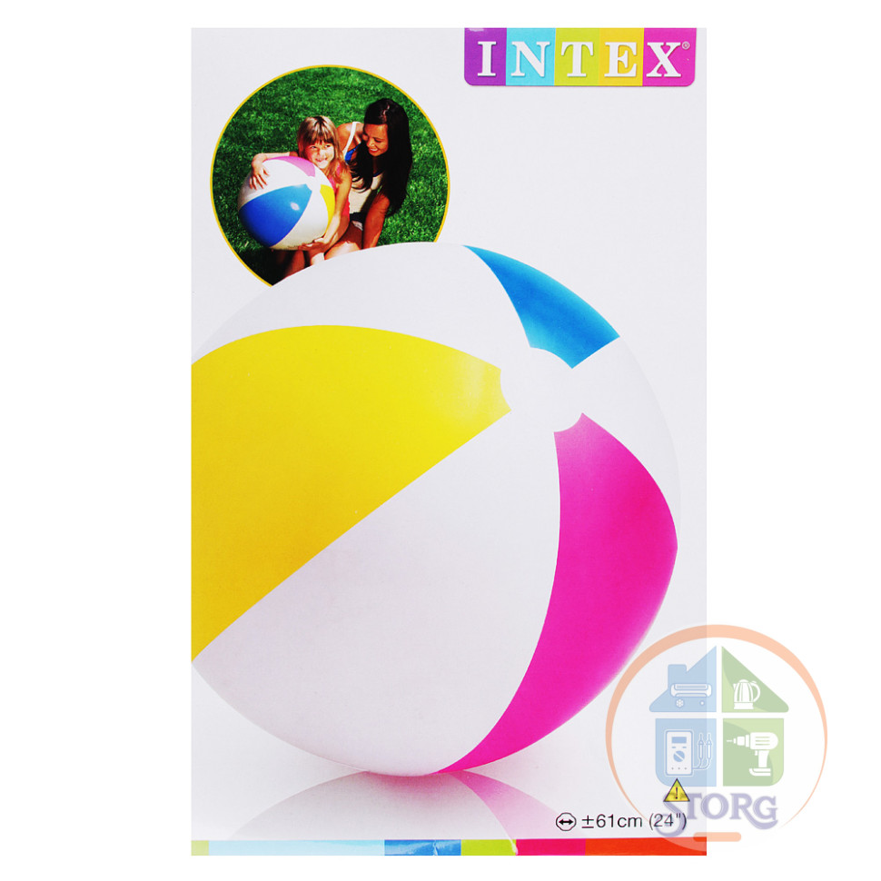 Мяч надувной пляжный INTEX 61см, Дольки, 59030NP