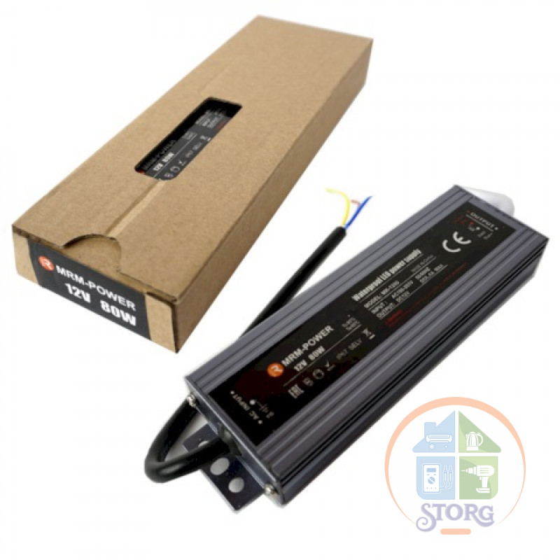 Блок питания для светодиодной ленты влагозащищённый IP67 Slim  MR-1280  12V 6,6A  80W