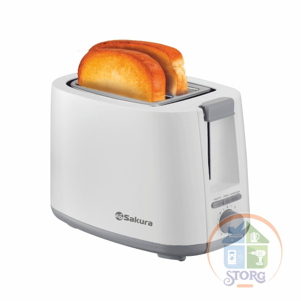 Тостер SAKURA SA-7612W Elegant, белый, 750Вт, подогрев/разморозка, 2 отделения Тостер SAKURA SA-7612W Elegant, белый, 750Вт, подогрев/разморозка, 2 отделения