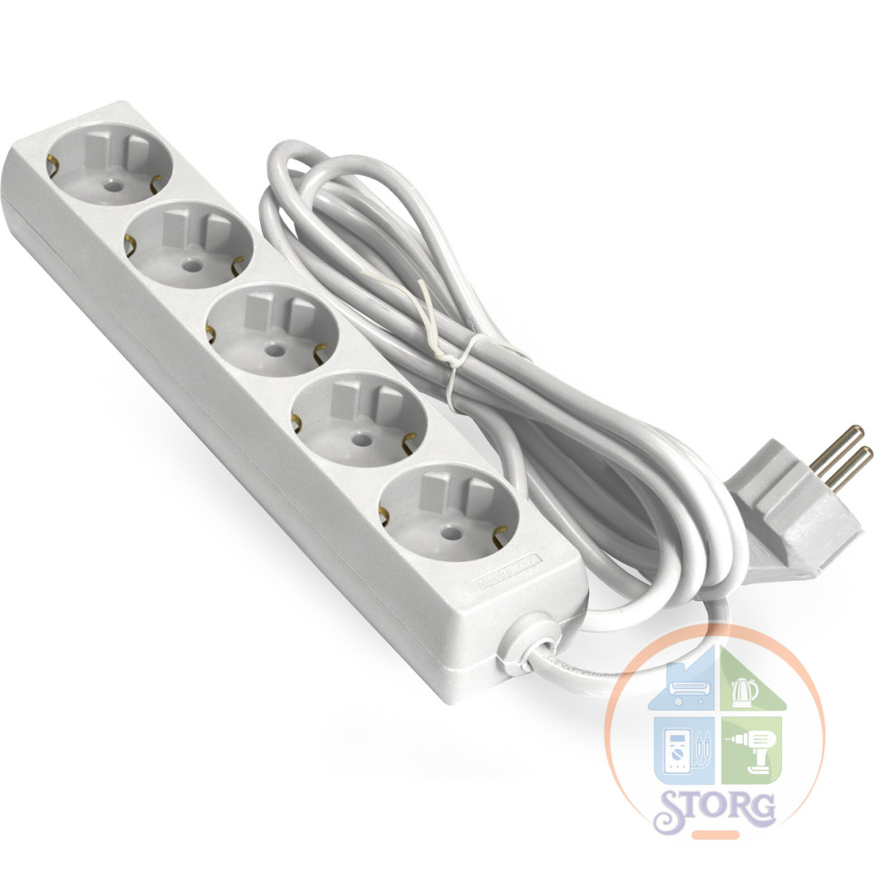 Удлинитель ExeGate ECE-5-5W (EX285827RUS), белый, 5 м, евровилка с заземлением, 5 евророзеток с заземлением, 2200 Вт Удлинитель ExeGate ECE-5-5W (EX285827RUS), белый, 5 м, евровилка с заземлением, 5 евророзеток с заземлением, 2200 Вт