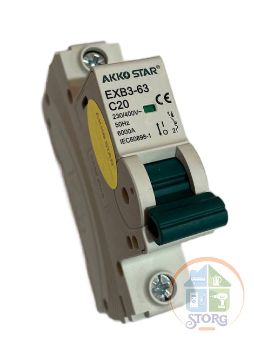 Автоматический выключатель AKKOSTAR EXB3-63 6KA 1P C20