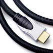 Шнур HDMI штекер - HDMI штекер, HIGH SPEED with Ethernet, 2 феррита, 5м, D8,5мм (никель-золото,сетка-нейлон) APH-251-5