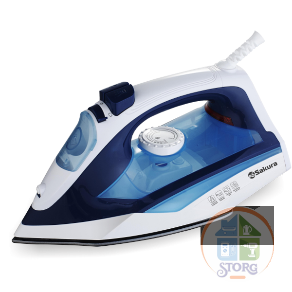 Утюг SAKURA SA-3052SBL, синий/белый, 2400Вт, объем резерв 290мл, паровой удар
