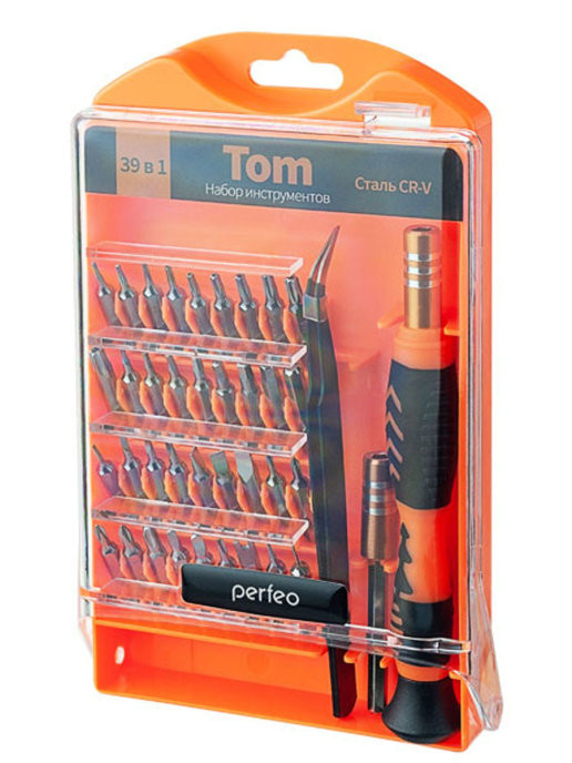Отвертка с набором бит (насадок) Perfeo Tom 39в1