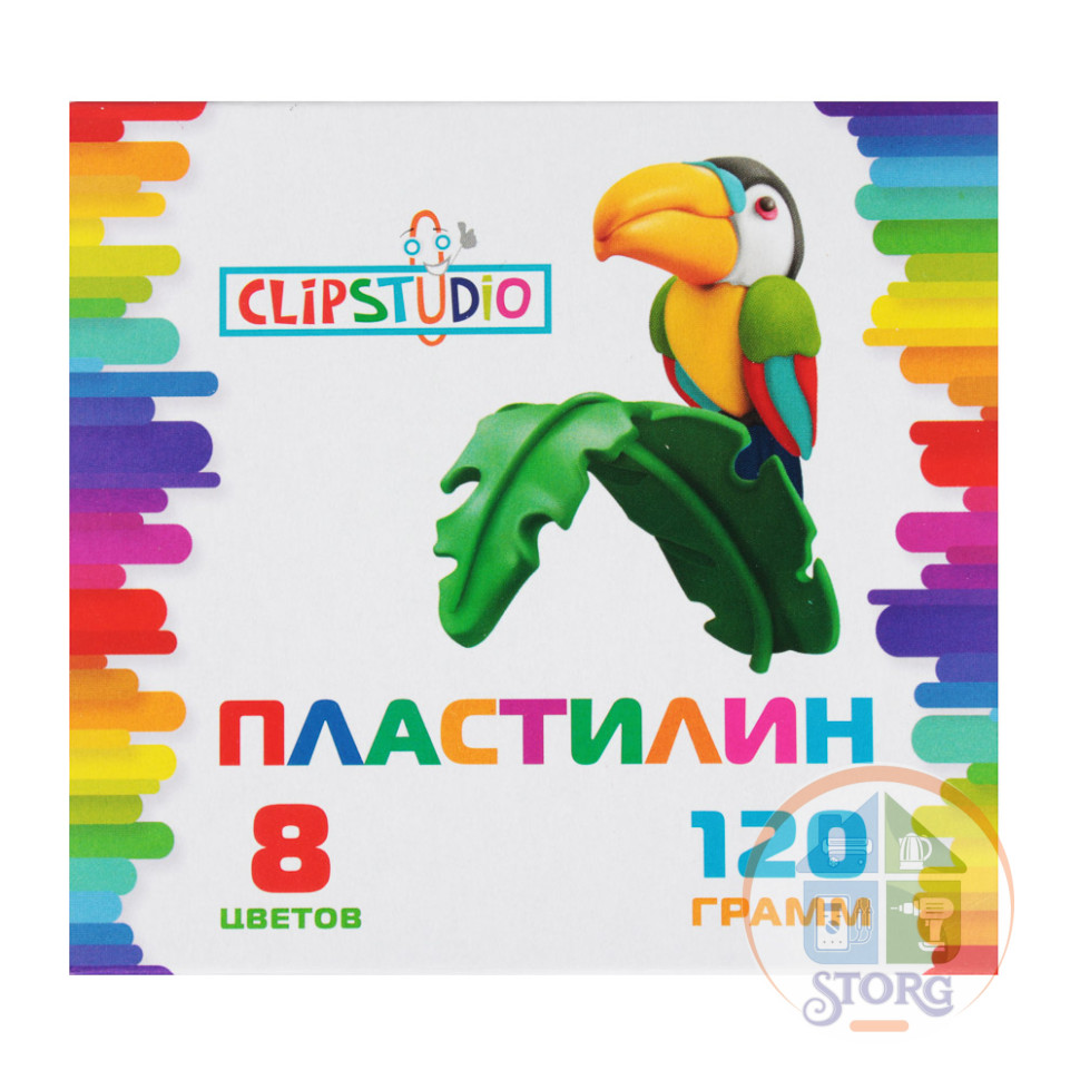 Пластилин 8 цветов 120 грамм ClipStudio, в картонном выдвижном пенале