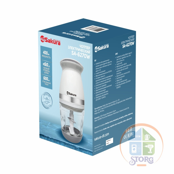 Чоппер SAKURA SA-6270W 400Вт белый 0,6 л Чоппер SAKURA SA-6270W 400Вт белый 0,6 л