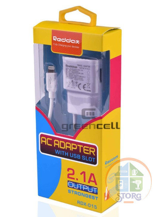СЗУ Reddax RDX-015 5V2,1A белый + Lightning кабель