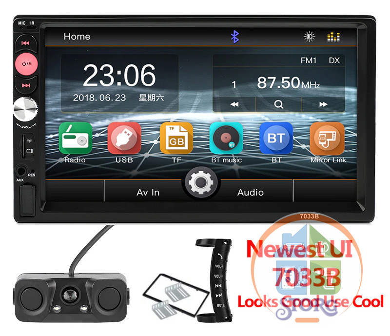 Автомагнитола 2DIN KSD-7033-B (7" TFT, multi color) полный сенсор  (AUX, SD-карта, Микро-SD/TF карт, Встроенный эквалайзер: Classic,Jazz,Pops,Rock Частотный, Bluetooth,Медиа:JPEG,MP3,MP4,WAV,WMA)