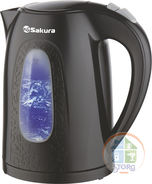 Чайник электрический SAKURA SA-2345BK (Черный; Объем 2л; Мощность 2200Вт; Пластиковый; Подсветка)