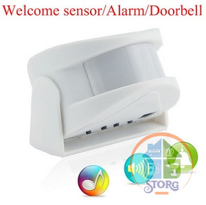 Звонок оповещения датчик Smart Welcome Sensor (оповещение посетителей магазин,офис,склад.,сигнализация,16 мел,питание от сети и батар,компактный)