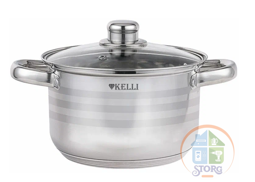 Кастрюля из нержавеющей стали KELLI KL-4293-18 (Объем 2,5л; диаметр 18см; капсульное дно;термос.руч)
