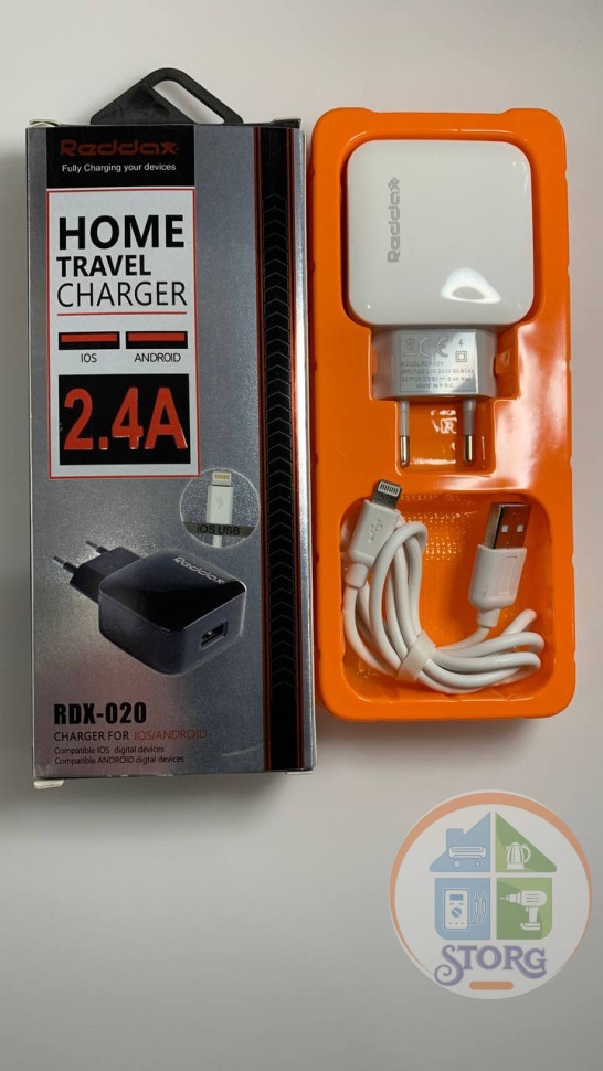 СЗУ Reddax RDX-020 5V2,4A + кабель Lightning белый