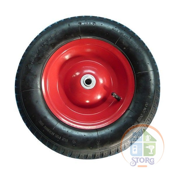 Колесо для строительной тачки PR3001 (16"х 4,00-8 12/100мм), втулка с трубкой, диск сварной