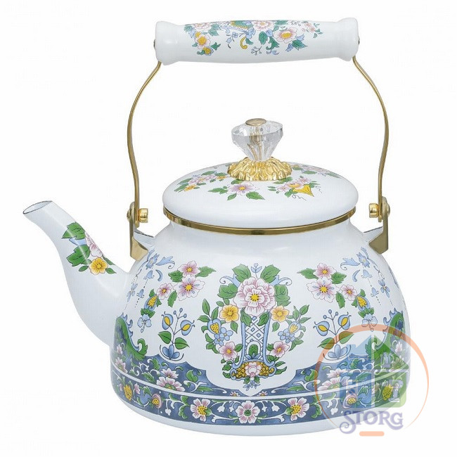 Чайник эмалированный на газ 3.0л KELLI KL-4484, керам.ручка, для всех плит