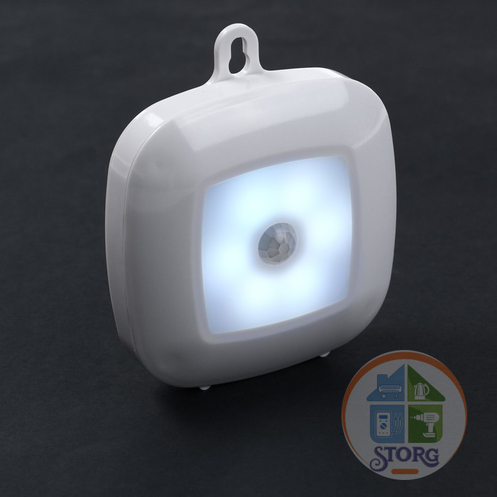 Светильник светодиодный с датчиком движения, 6 LED, 2,5 Вт, от батареек 3*AAA, 6500К, белый   9424575
