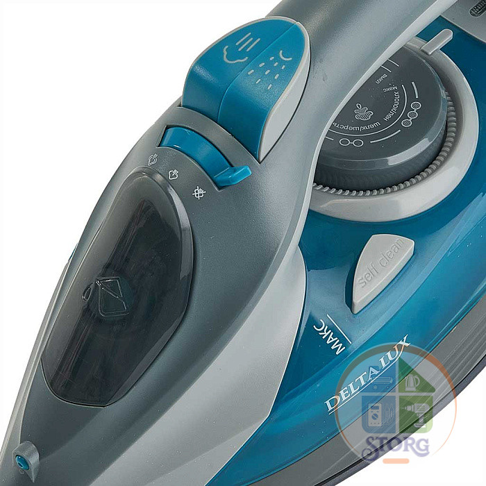 Утюг DELTA LUX DE-3002, серый с бирюзовым, 2800Вт, керамика, антикапля, антинакипь (8)