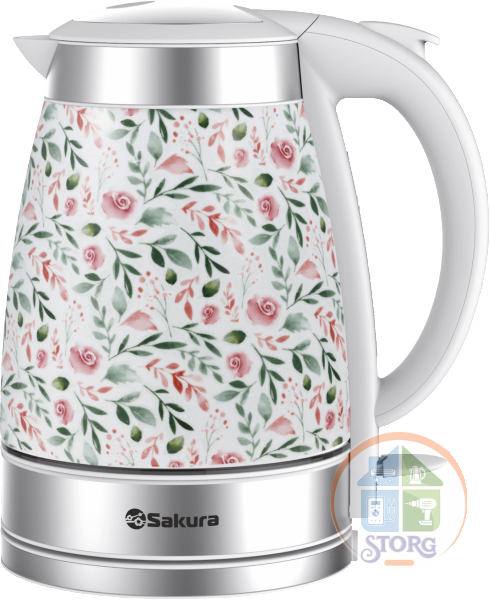 АКЦИЯ! Чайник электрический SAKURA SA-2017R (Белый; 1.7л; 2000Вт; Керамика; Нагрев.эл.диск)