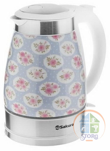 АКЦИЯ! Чайник электрический SAKURA SA-2017R (Белый; 1.7л; 2000Вт; Керамика; Нагрев.эл.диск)