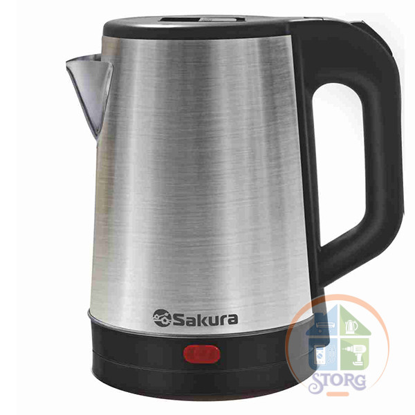 Чайник электрический SAKURA SA-2167BK (Черный/Нерж; Объем 1.8л; Мощность 1800Вт; Нерж.сталь; Диск)