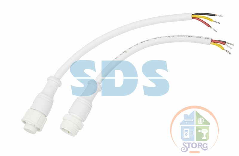 Соединительный кабель (3pin) герметичный (IP67) 3х0.5мм²  белый  REXANT