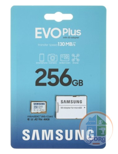Карта памяти Samsung EVO Plus microSDHC 256 ГБ Class10 UHS-I, w/adapter (MB-MC256KA/APC) 130 М