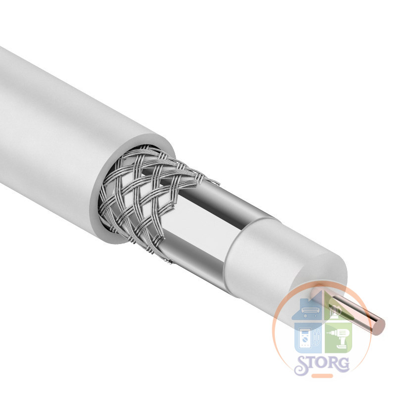 Кабель RG-6U (75 Ом), CCS/Al/Al (0,9/Al/32*0,12 мм) 48%, (бухта 20 м), белый PROconnect