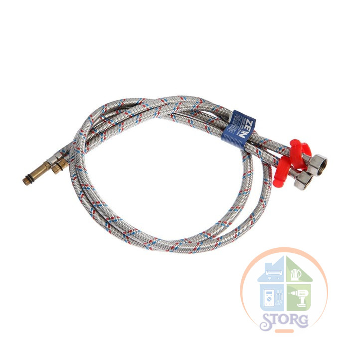 Подводка для смесителя ZEIN, гайка 1/2", штуцер М10, 100 см, ключ для монтажа, набор 2 шт. 6947358