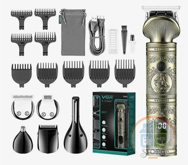 Машинка для стрижки / Набор 6в1 VGR V-106 Professional , Диспл., 180мин , Барбершоп