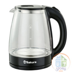 Чайник электрический SAKURA SA-2734BK (Черный; Мощность 1800Вт; Объем 1.8л; Стеклянный; Подсветка)
