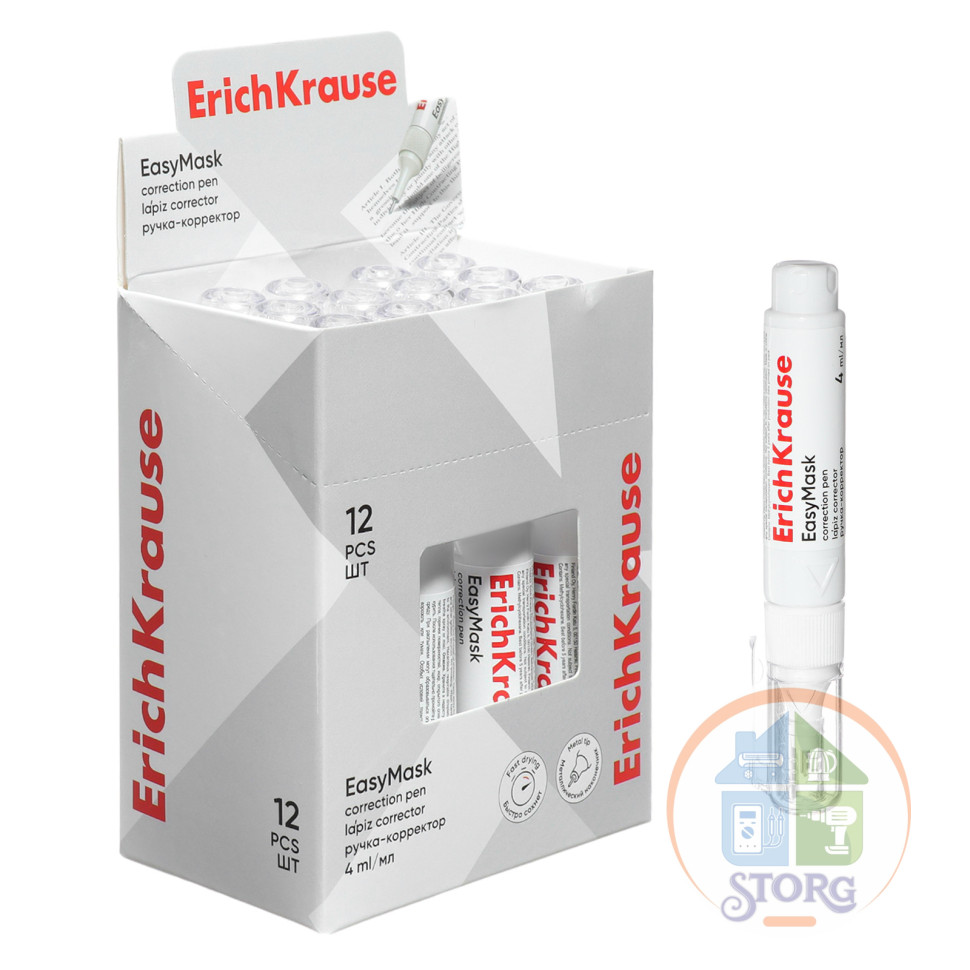 Корректор-ручка 4мл ErichKrause Standard, с метталлическим наконечником 9262265